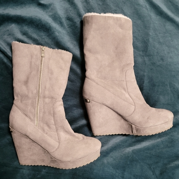 Juicy Couture Shoes - Juicy Couture Taupe Kasia Wedge Boots/Booties 8